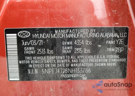 2022 Hyundai Sonata Sel Plus from USA, damaged, VIN 5NPEJ4J28NH133786